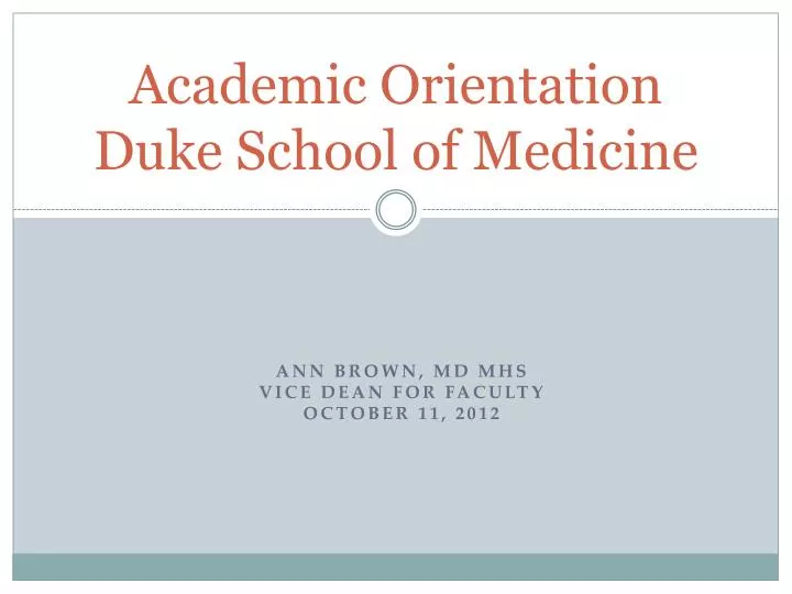 academic orientation duke school of medicine