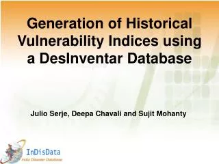 Generation of Historical Vulnerability Indices using a DesInventar Database