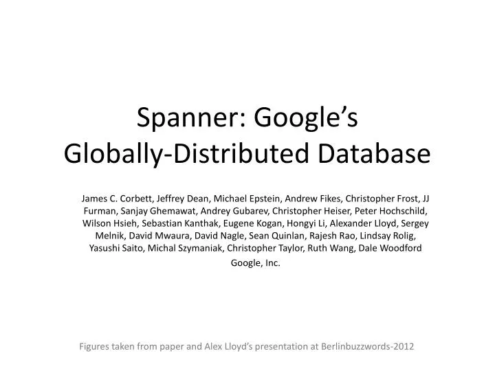 spanner google s globally distributed database