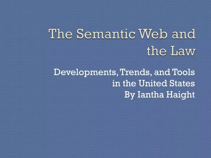 the semantic web and the law