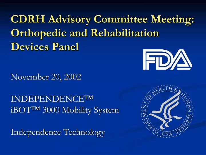 cdrh advisory committee meeting orthopedic and rehabilitation devices panel