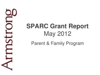 SPARC Grant Report May 2012