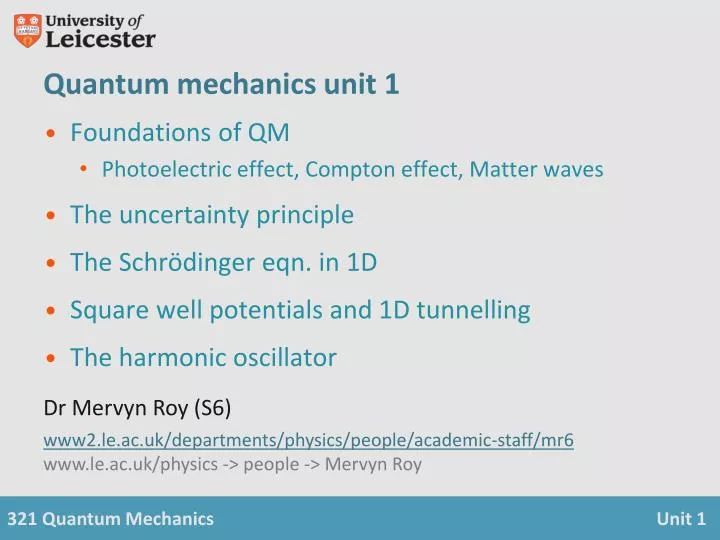 quantum mechanics unit 1
