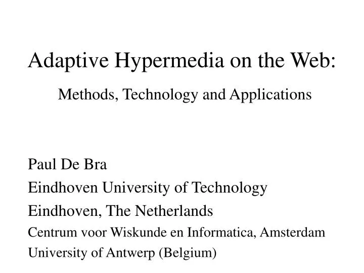 adaptive hypermedia on the web