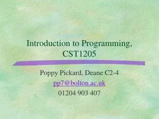 Introduction to Programming, CST1205