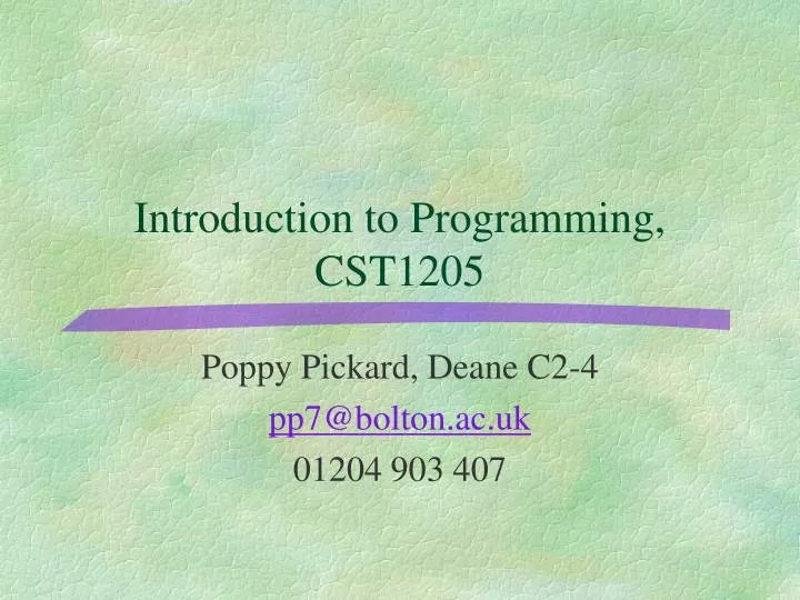 introduction to programming cst1205