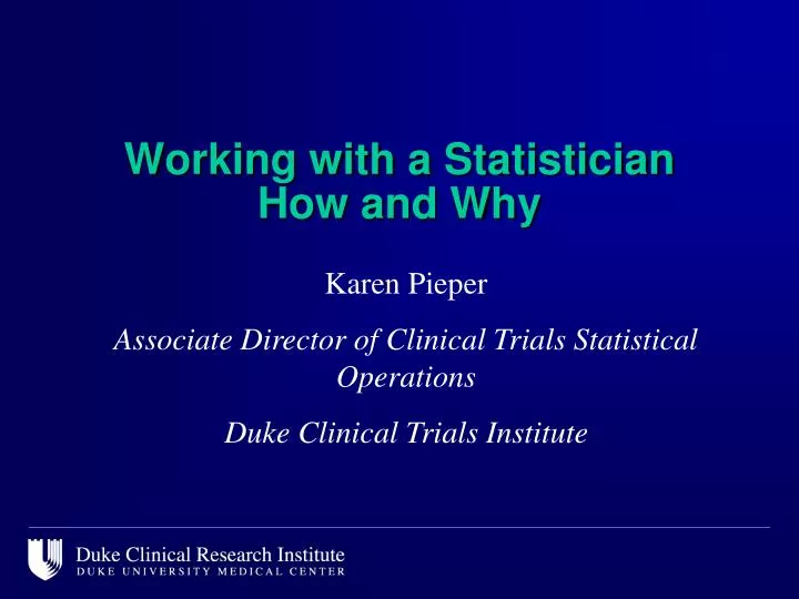 working with a statistician how and why