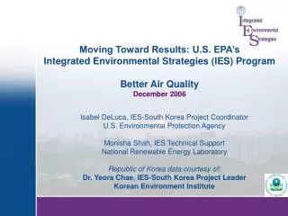 Isabel DeLuca, IES-South Korea Project Coordinator U.S. Environmental Protection Agency