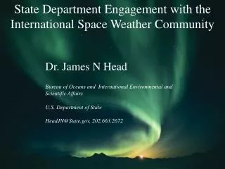 State Department Engagement with the International Space Weather Community