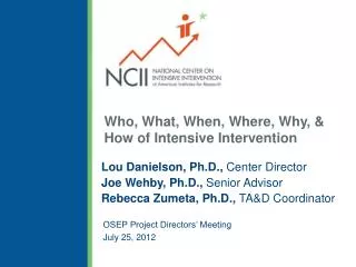Who, What, When, Where, Why, &amp; How of Intensive Intervention