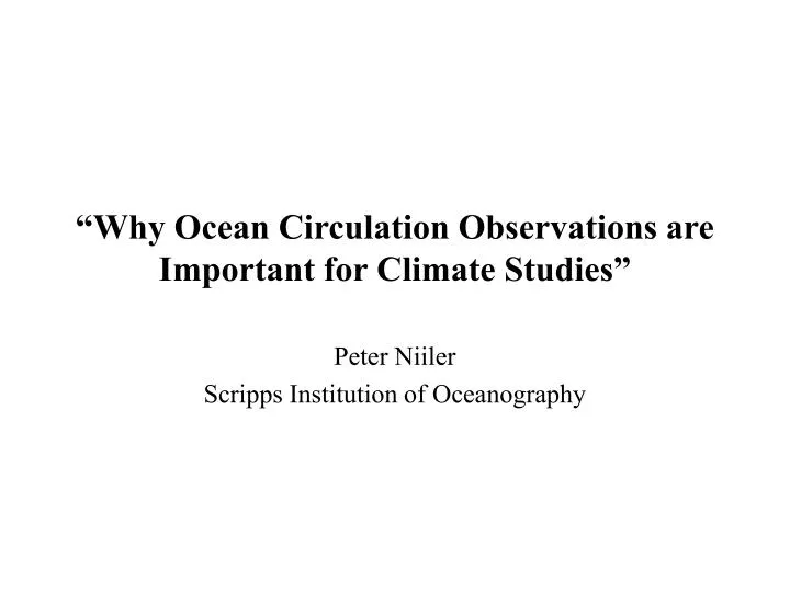 why ocean circulation observations are important for climate studies
