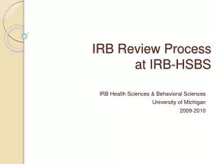 IRB Review Process at IRB-HSBS