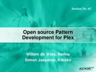 Open source Pattern Development for Plex