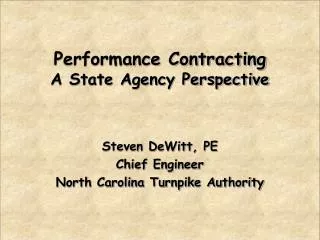 Performance Contracting A State Agency Perspective