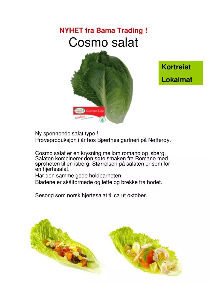 nyhet fra bama trading cosmo salat