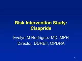 Risk Intervention Study: Cisapride