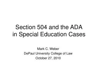 Section 504 and the ADA in Special Education Cases