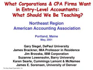What Corporations &amp; CPA Firms Want in Entry-Level Accountants: What Should We Be Teaching?
