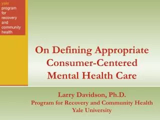 yale program for recovery and community health