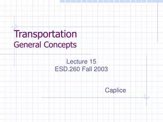 Transportation General Concepts