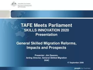 TAFE Meets Parliament SKILLS INNOVATION 2020 Presentation