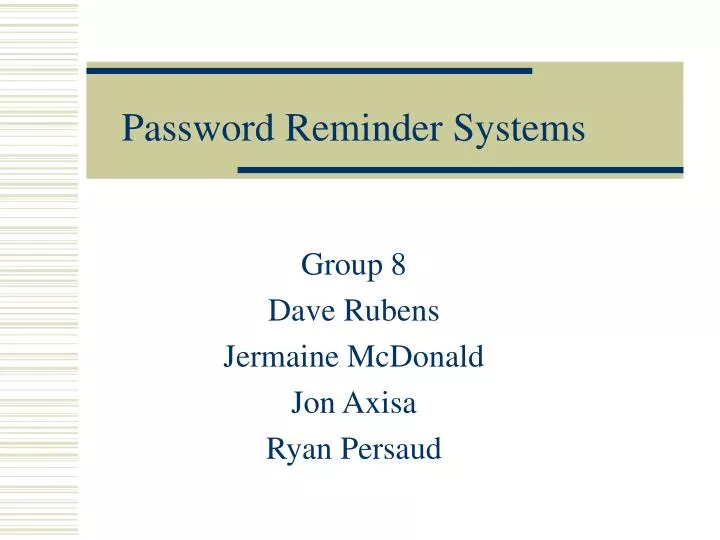 password reminder systems