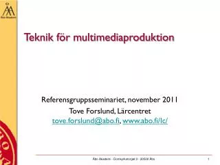 teknik f r multimediaproduktion