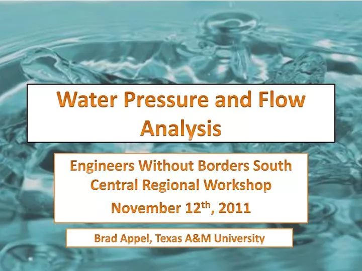 water pressure and flow analysis