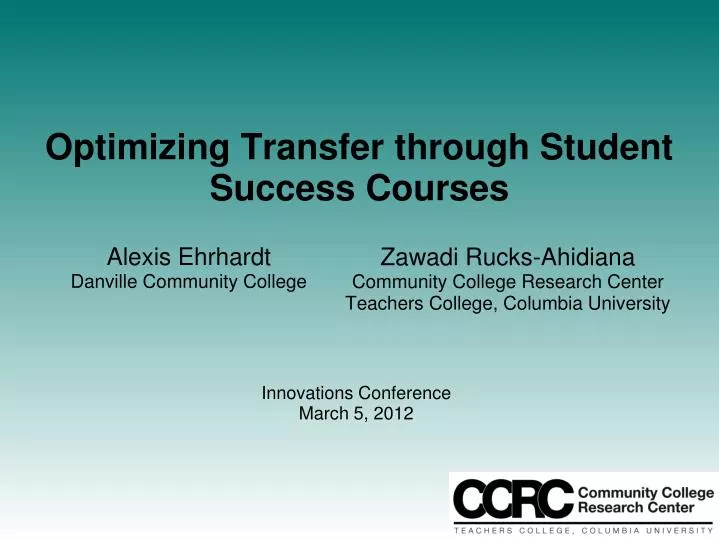 optimizing transfer through student success courses