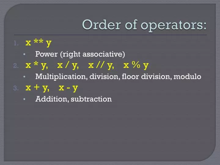 order of operators