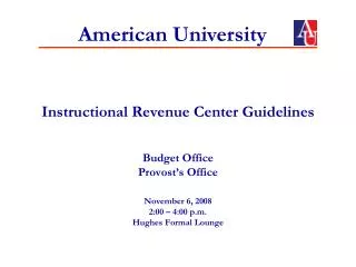 Instructional Revenue Center Guidelines