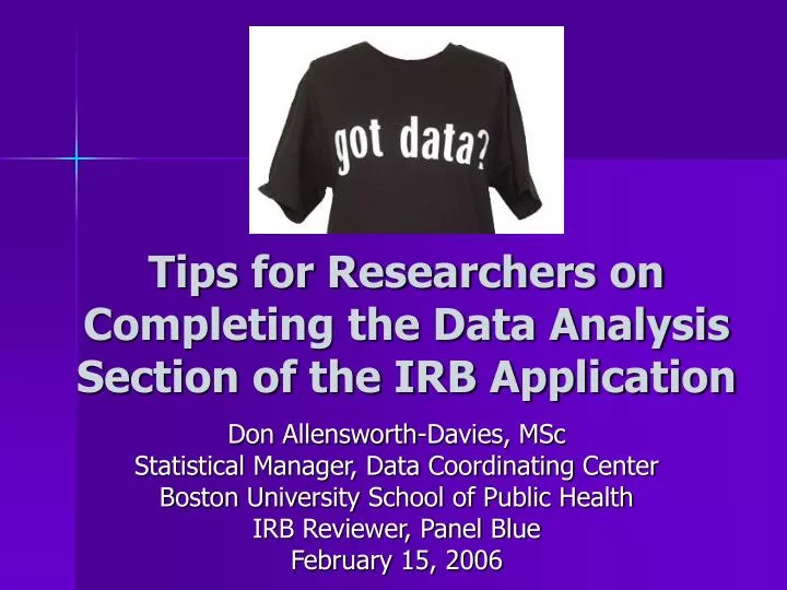 tips for researchers on completing the data analysis section of the irb application