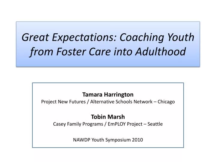 great expectations coaching youth from foster care into adulthood