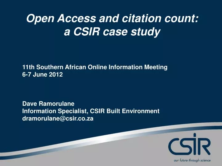 open access and citation count a csir case study