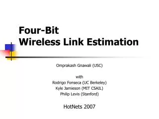 Four-Bit Wireless Link Estimation