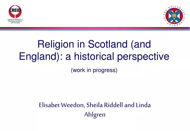religion in scotland and england a historical perspective work in progress