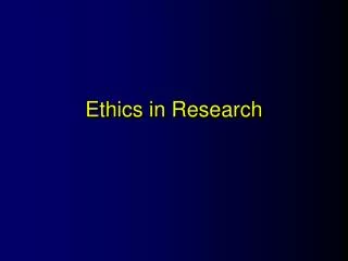 Ethics in Research