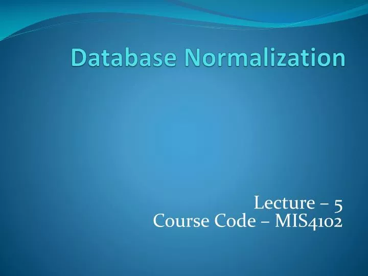 database normalization