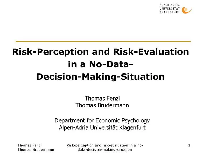 risk perception and risk evaluation in a no data decision making situation