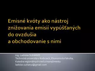 emisn kv ty ako n stroj zni ovania emisi vyp an ch do ovzdu ia a obchodovanie s nimi