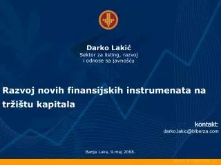 Razvoj novih finansijskih instrumenata na tržištu kapitala