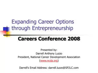 Expanding Career Options through Entrepreneurship