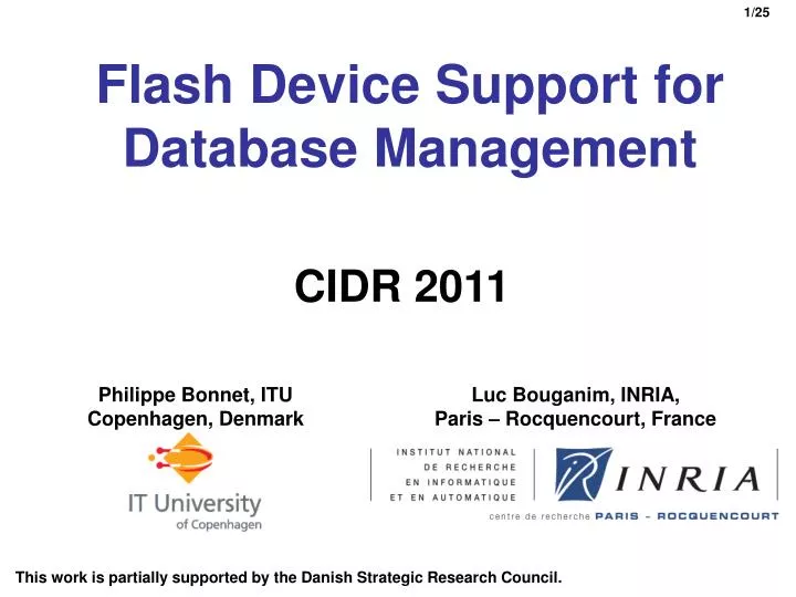 flash device support for database management