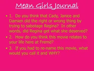 Mean Girls Journal