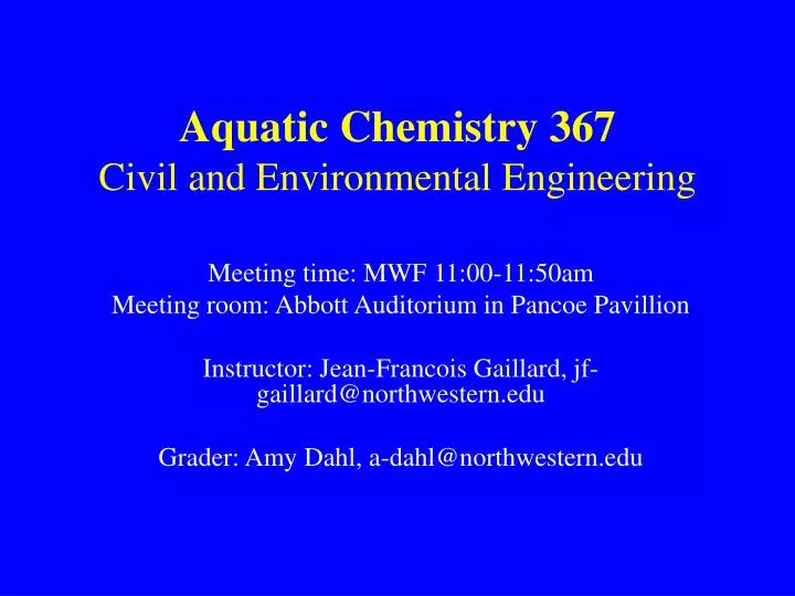 aquatic chemistry 367 civil and environmental engineering