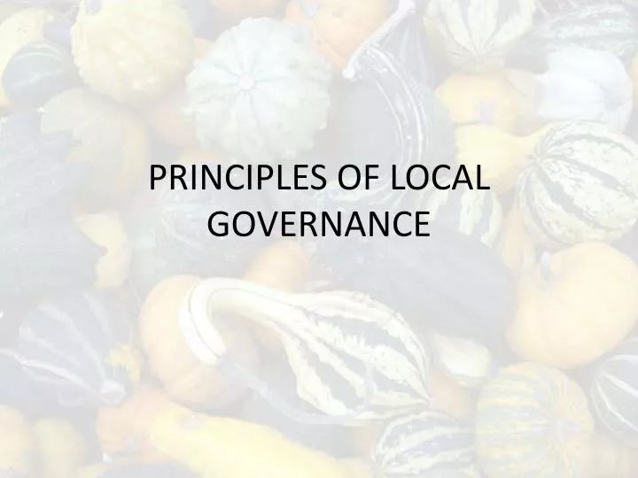 principles of local governance
