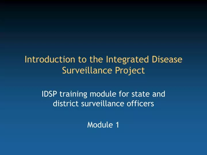 introduction to the integrated disease surveillance project