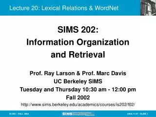 Lecture 20: Lexical Relations &amp; WordNet