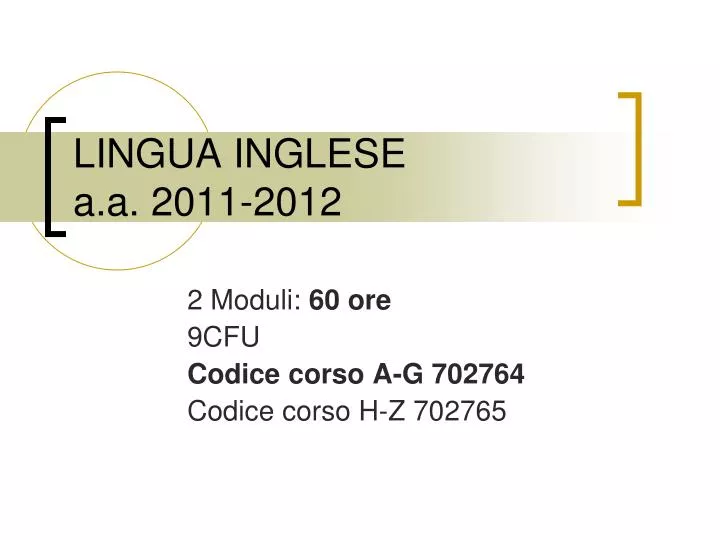 lingua inglese a a 2011 2012