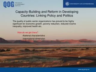 Capacity-Building and Reform in Developing Countries : Linking Policy and Politics